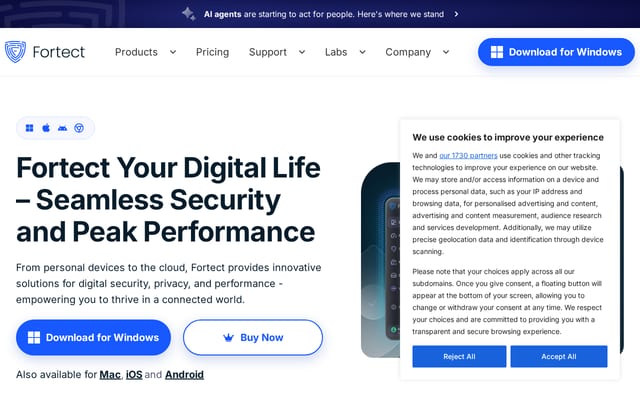 Screenshot of fortect.com