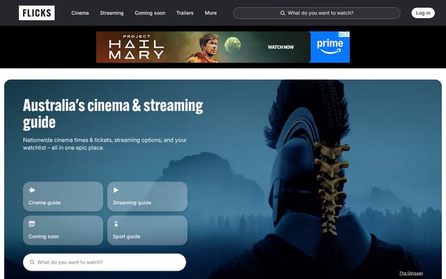 Screenshot of flicks.com.au