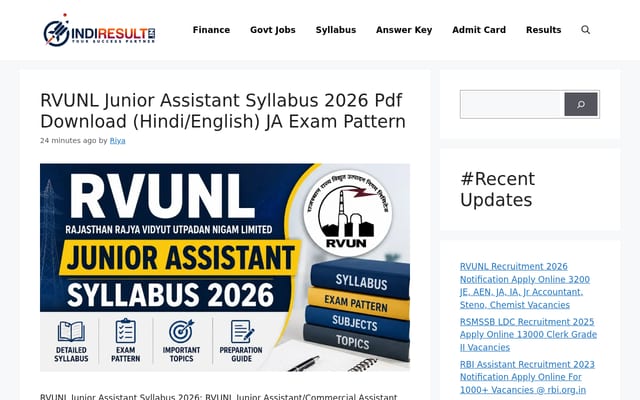 Screenshot of indiresult.in