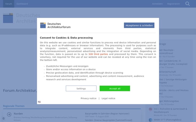 Screenshot of deutsches-architekturforum.de