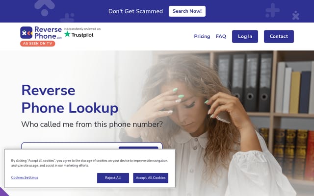 Screenshot of reversephone.com