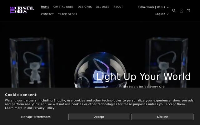 Screenshot of thecrystalorbs.com