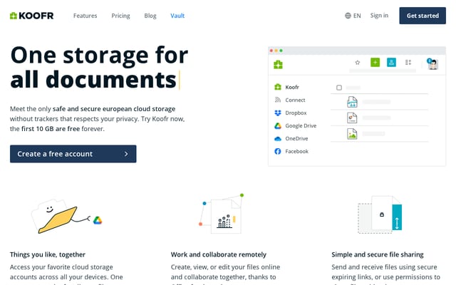 Screenshot of koofr.net