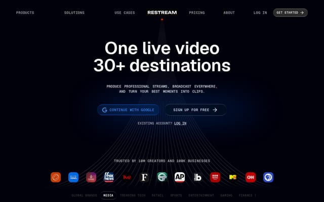 Screenshot of restream.io