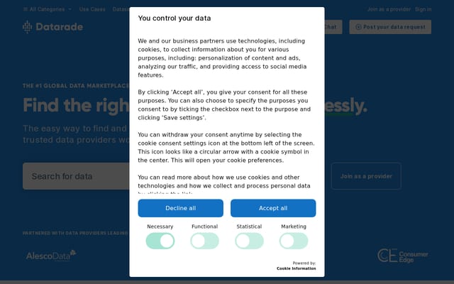 Screenshot of datarade.ai