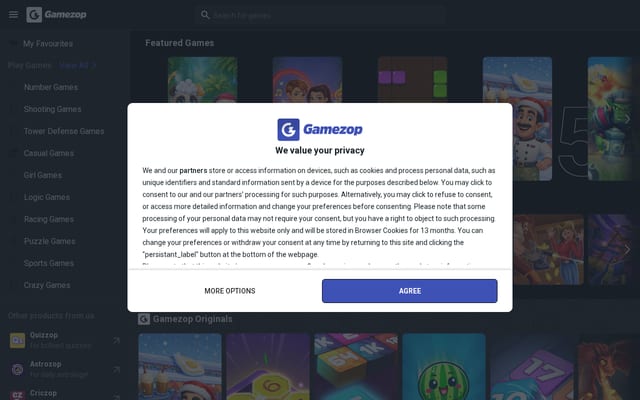 Screenshot of gamezop.com