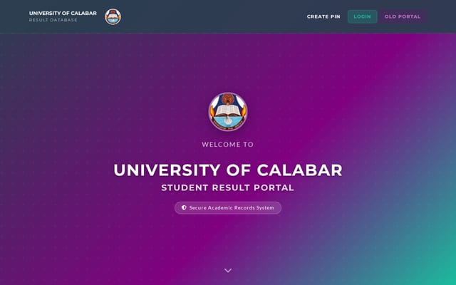 Screenshot of unicalexams.edu.ng