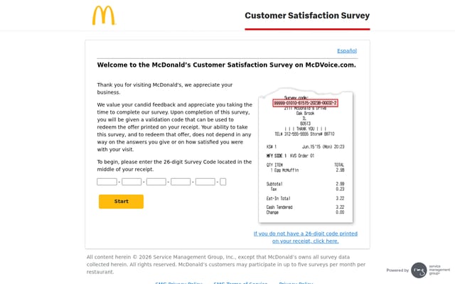 Screenshot of mcdvoice.com