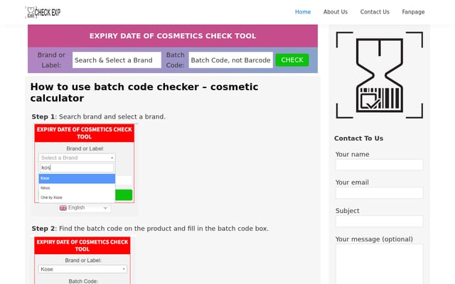 Screenshot of checkexp.com