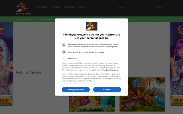 Screenshot of toomkygames.com