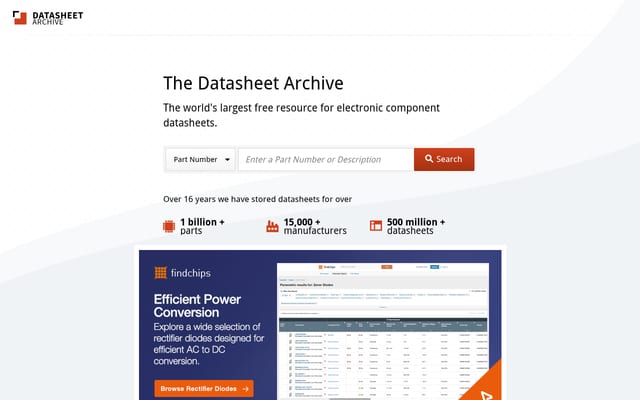 Screenshot of datasheetarchive.com