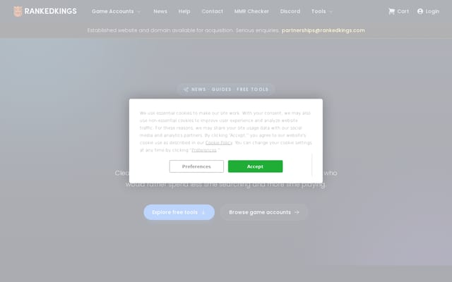Screenshot of rankedkings.com