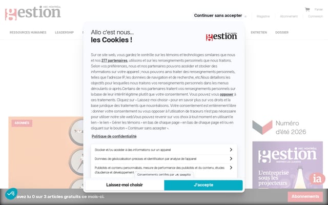 Screenshot of revuegestion.ca