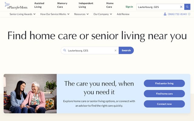 Screenshot of aplaceformom.com