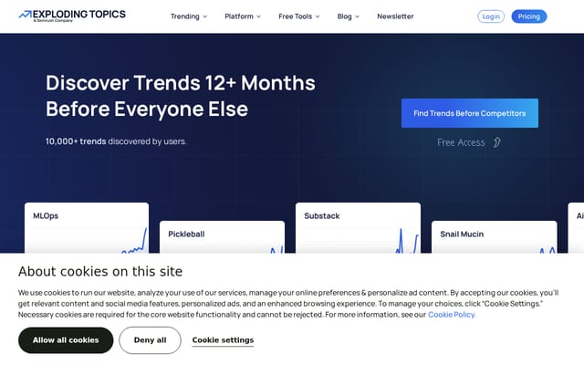 Screenshot of explodingtopics.com