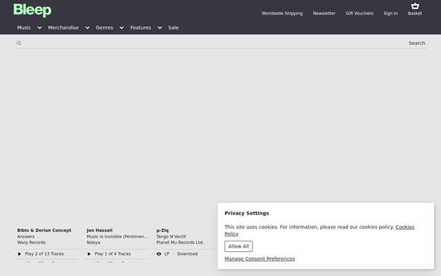 Screenshot of bleep.com