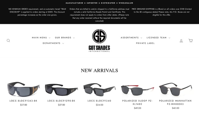 Screenshot of gotshades.com