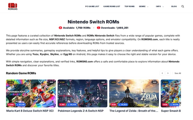 Screenshot of romsns.com