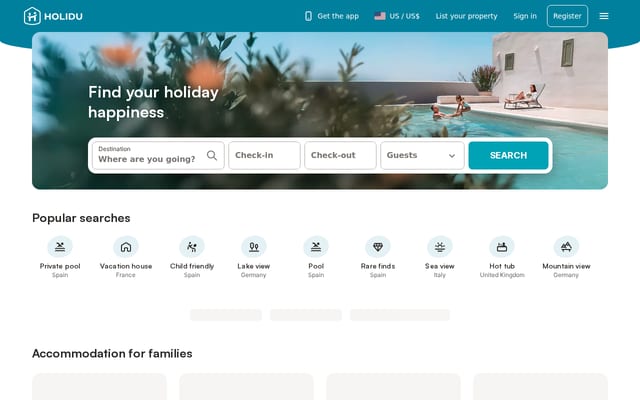 Screenshot of holidu.com