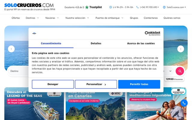 Screenshot of solocruceros.com