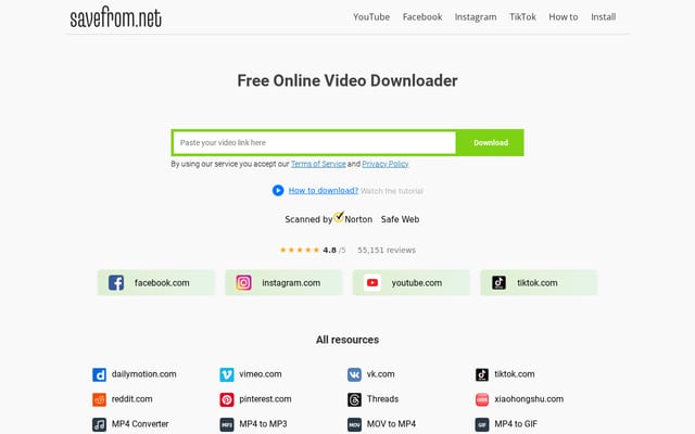 Screenshot of savefrom.biz