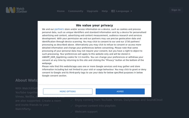 Screenshot of w2g.tv