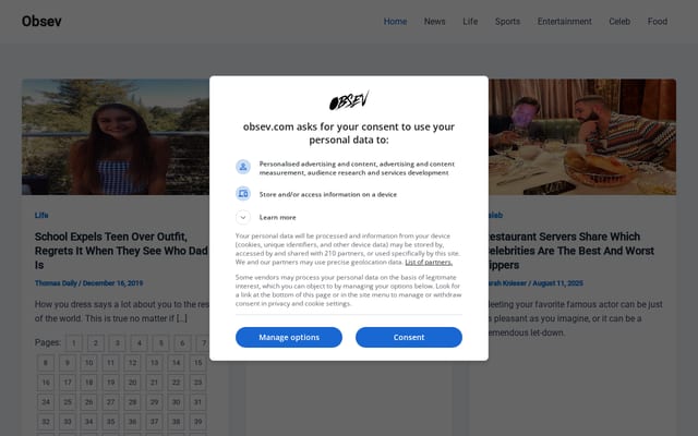 Screenshot of obsev.com