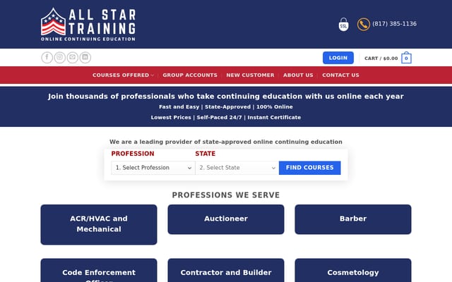 Screenshot of allstarce.com
