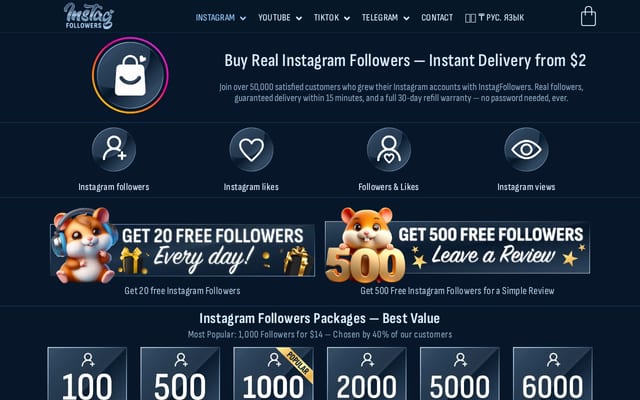 Screenshot of instagfollowers.shop