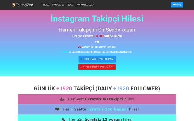 Screenshot of takipcizen.com