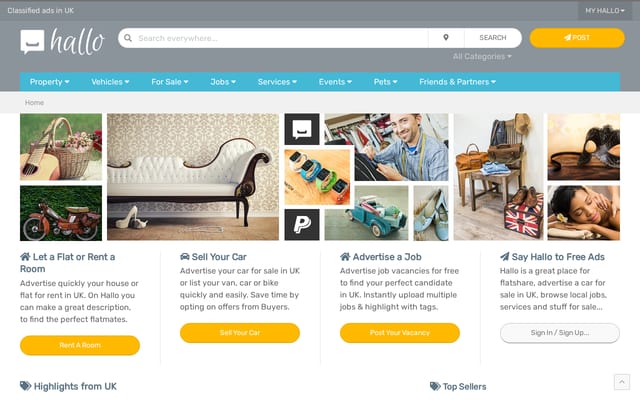 Screenshot of hallo.co.uk