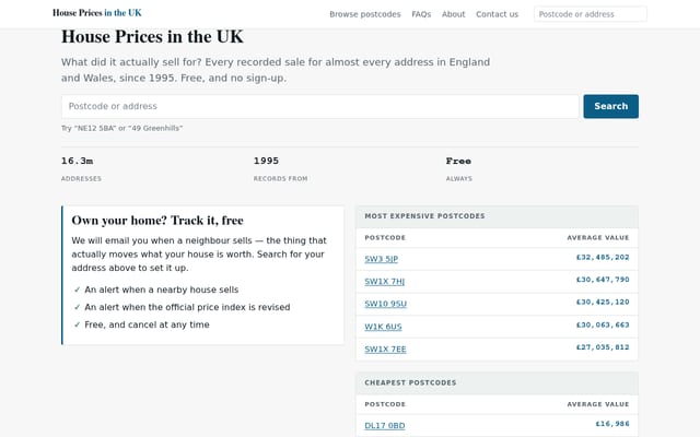 Screenshot of housepricesintheuk.co.uk