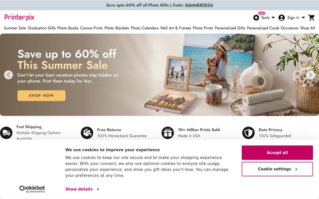 Screenshot of printerpix.com