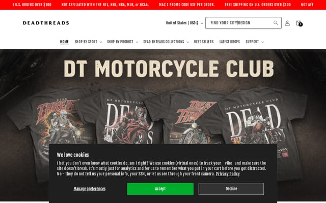 Screenshot of deadthreads.com