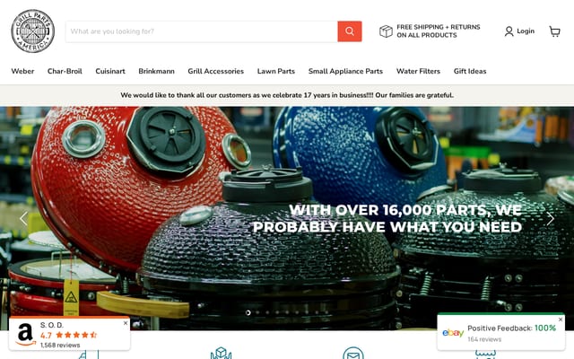Screenshot of grillpartsamerica.com