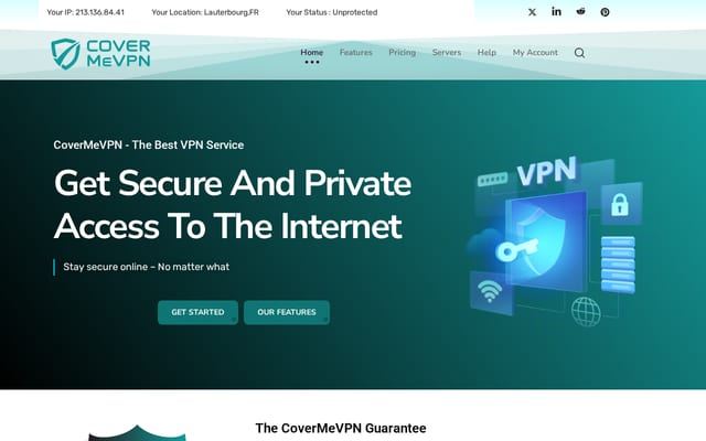 Screenshot of covermevpn.com