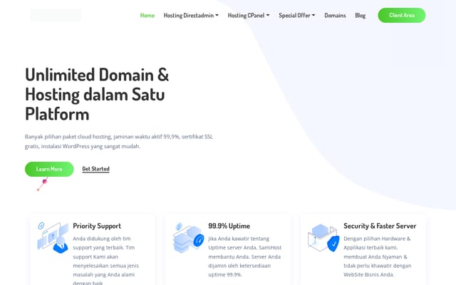 Screenshot of samihost.com