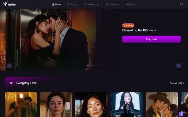 Screenshot of talefy.ai