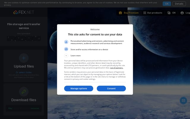 Screenshot of fex.net