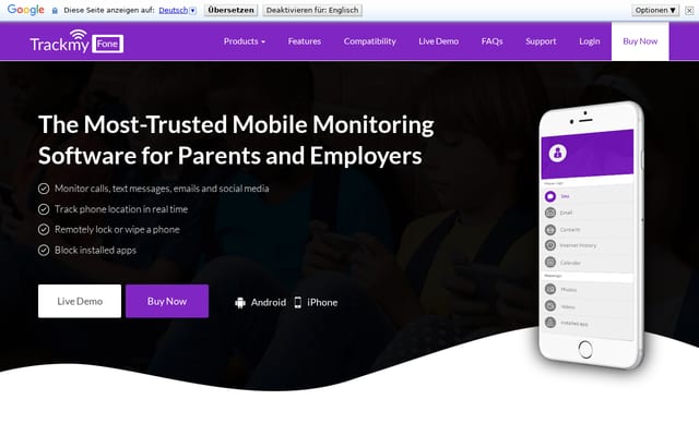 Screenshot of trackmyfone.com