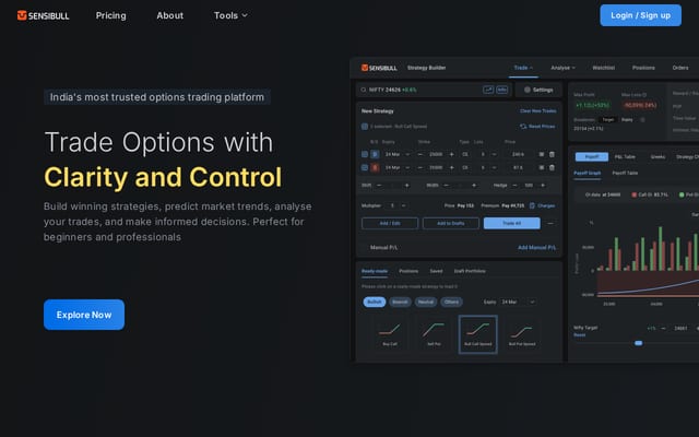 Screenshot of sensibull.com