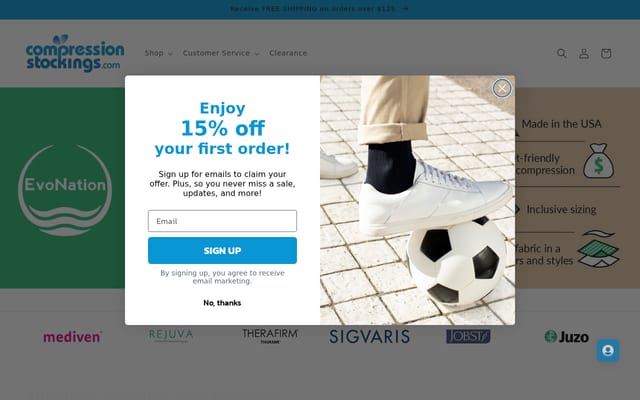 Screenshot of compressionstockings.com