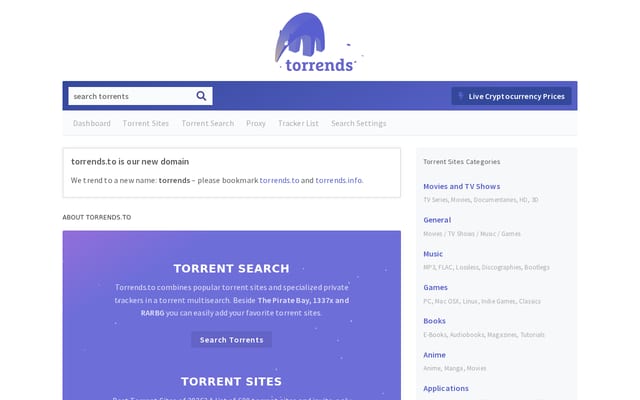 Screenshot of torrends.to