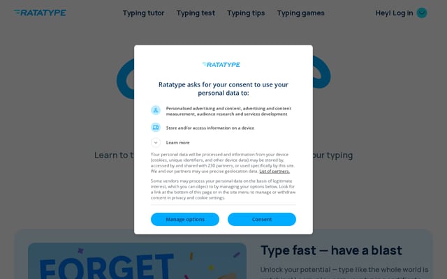 Screenshot of ratatype.com