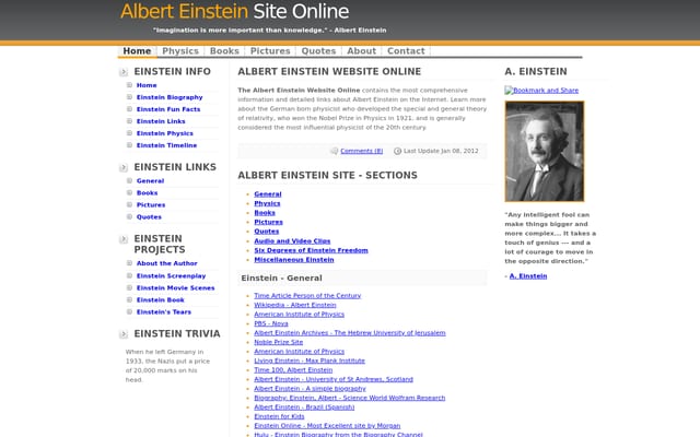 Screenshot of alberteinsteinsite.com