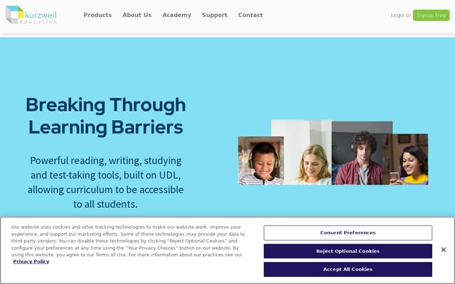 Screenshot of kurzweiledu.com