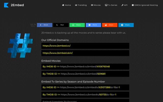 Screenshot of 2embed.cc