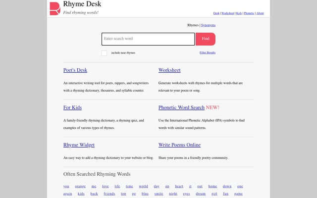 Screenshot of rhymedesk.com