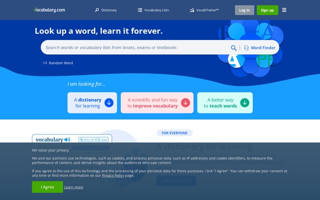 Screenshot of vocabulary.com