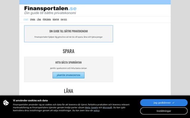 Screenshot of finansportalen.se